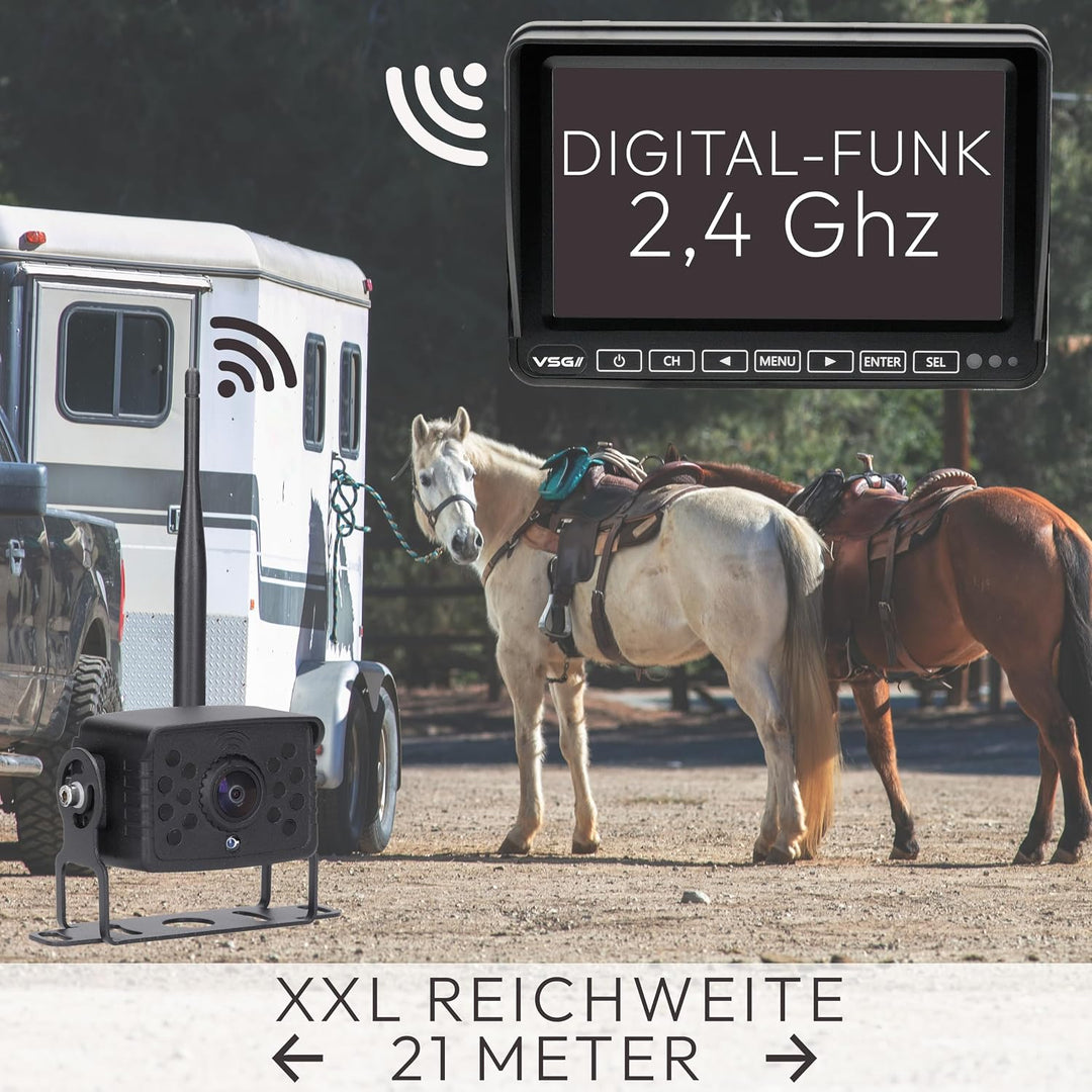 VSG24 Element Wired HD – Wetterfestes 7 Zoll HD Funk-Rückfahrkamera Set – 2 IP68 Kameras – Splitscre