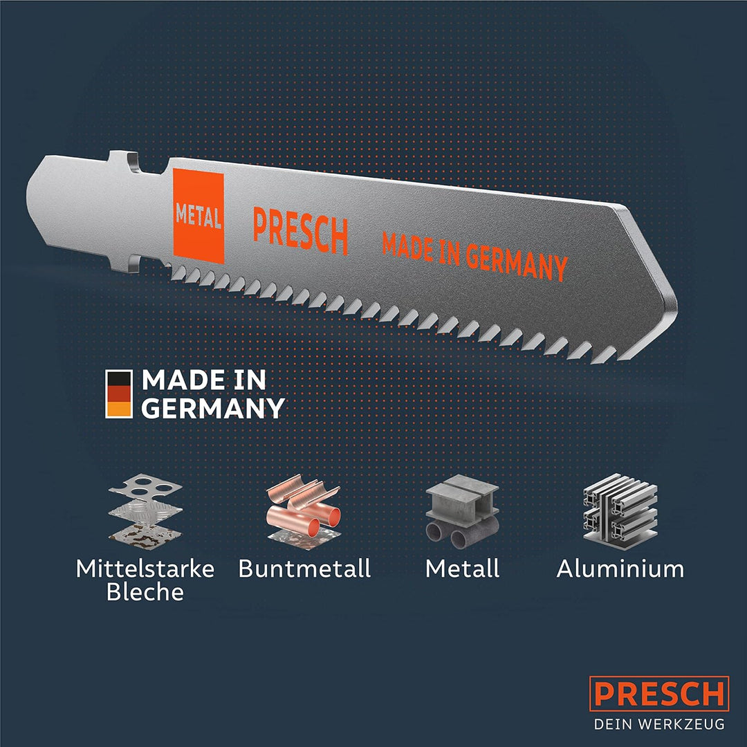 Presch Stichsägeblätter Metall 10 Stk. (Medium Schnitt) - Präzise Schnitte in mittelstarke Bleche (2