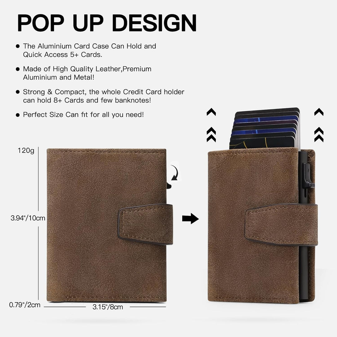 SENDEFN Kartenetui mit Münzfach | Geldbörse Herren RFID Schutz | Geldbeutel aus echtem Leder | Mini