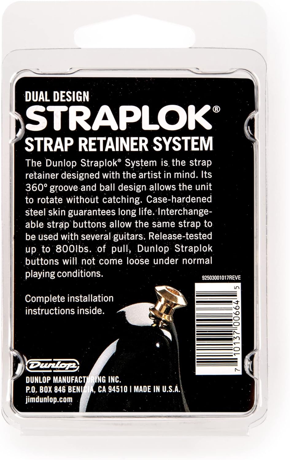 Straplok Jim Dunlop Dual Straplok Dual - Doré Sachet de 2 Doré Doré Dual, Doré Dual