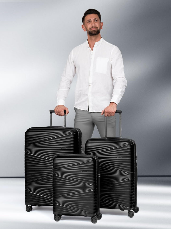Pactastic Ultra leicht Hartschalen Koffer-Set 3-teilig | Robustes Polypropylen Material | 4 Doppelro