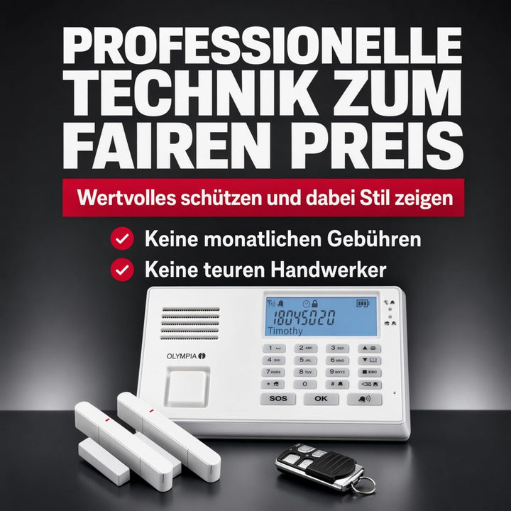 Olympia 5961 Protect 9035 Drahtlose GSM Alarmanlage mit Notruf und Freisprechfunktion, AppSteuerung