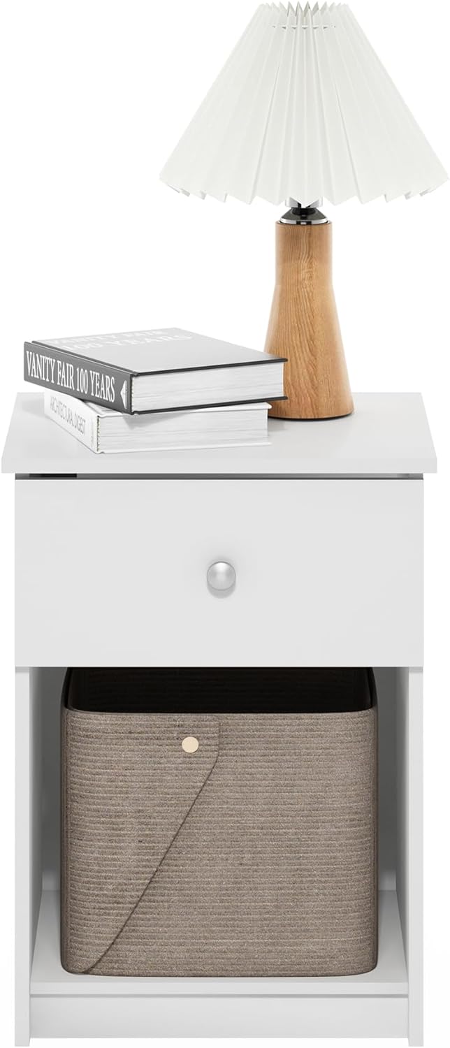 FURINNO Lucca Nachttisch, Weiss, 1 Stück Weiss 1-Pack, Weiss 1-Pack