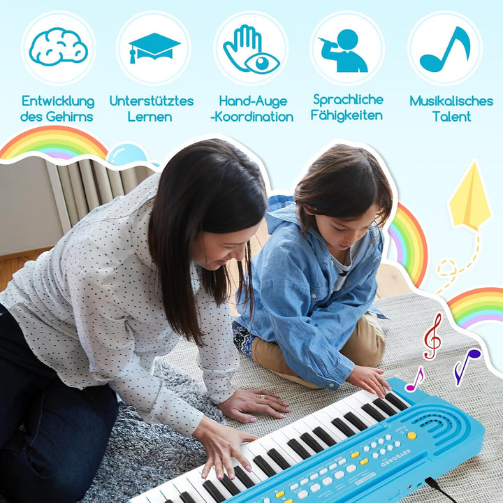 Keyboard Kinder mit Mikrofon, Multifunktions Kinder Klaviertastatur, 37 Tasten Elektronisches Klavie