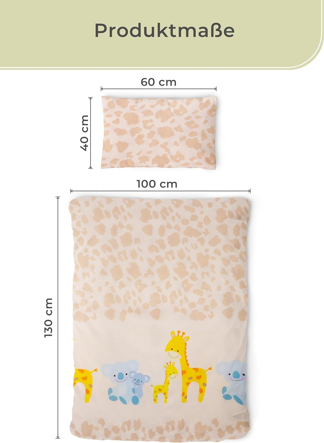 Gräfenstayn® 2-tlg. Kinderbettwäsche Set mit Tiermotiv und integriertem Reissverschluss - aus 100% B