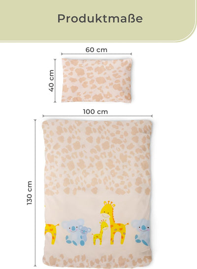 Gräfenstayn® 2-tlg. Kinderbettwäsche Set mit Tiermotiv und integriertem Reissverschluss - aus 100% B