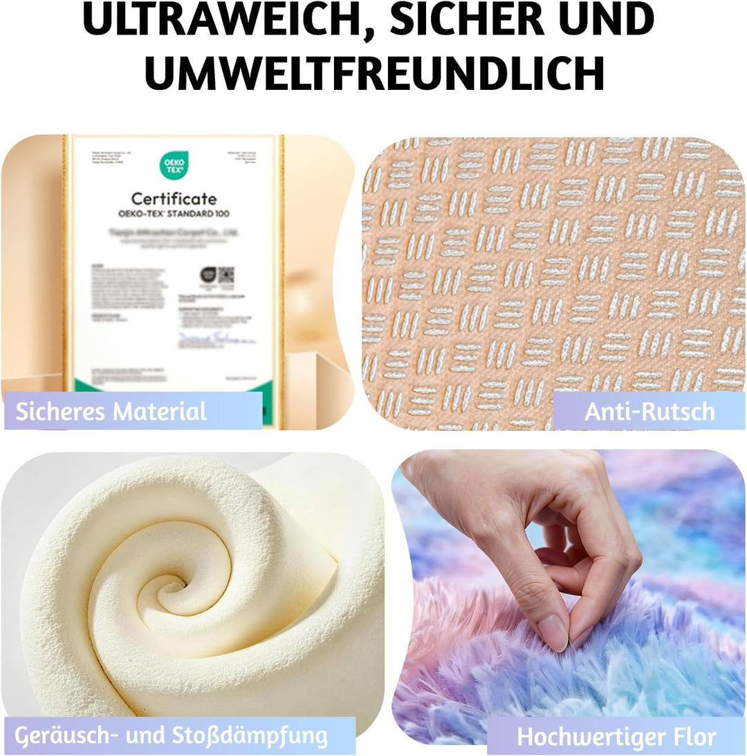 MARATIP Plüsch Teppich, Flauschiger Rund, Grosse Grösse Modernes Wohnzimmer, Kinder Mädchen, Weicher