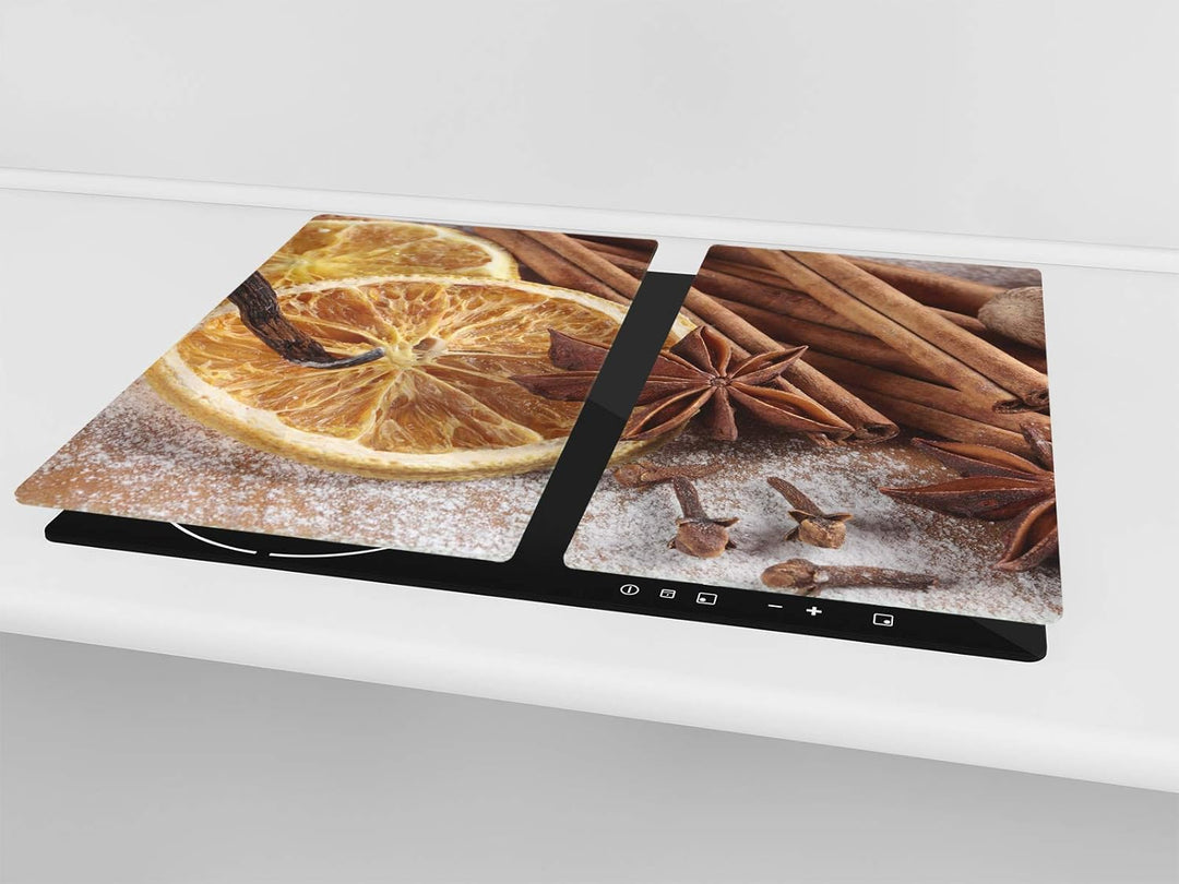 Küchenbrett aus Hartglas und Induktionskochplattenabdeckung – Schneideplatten SINGLE mit 60 x 52 cm