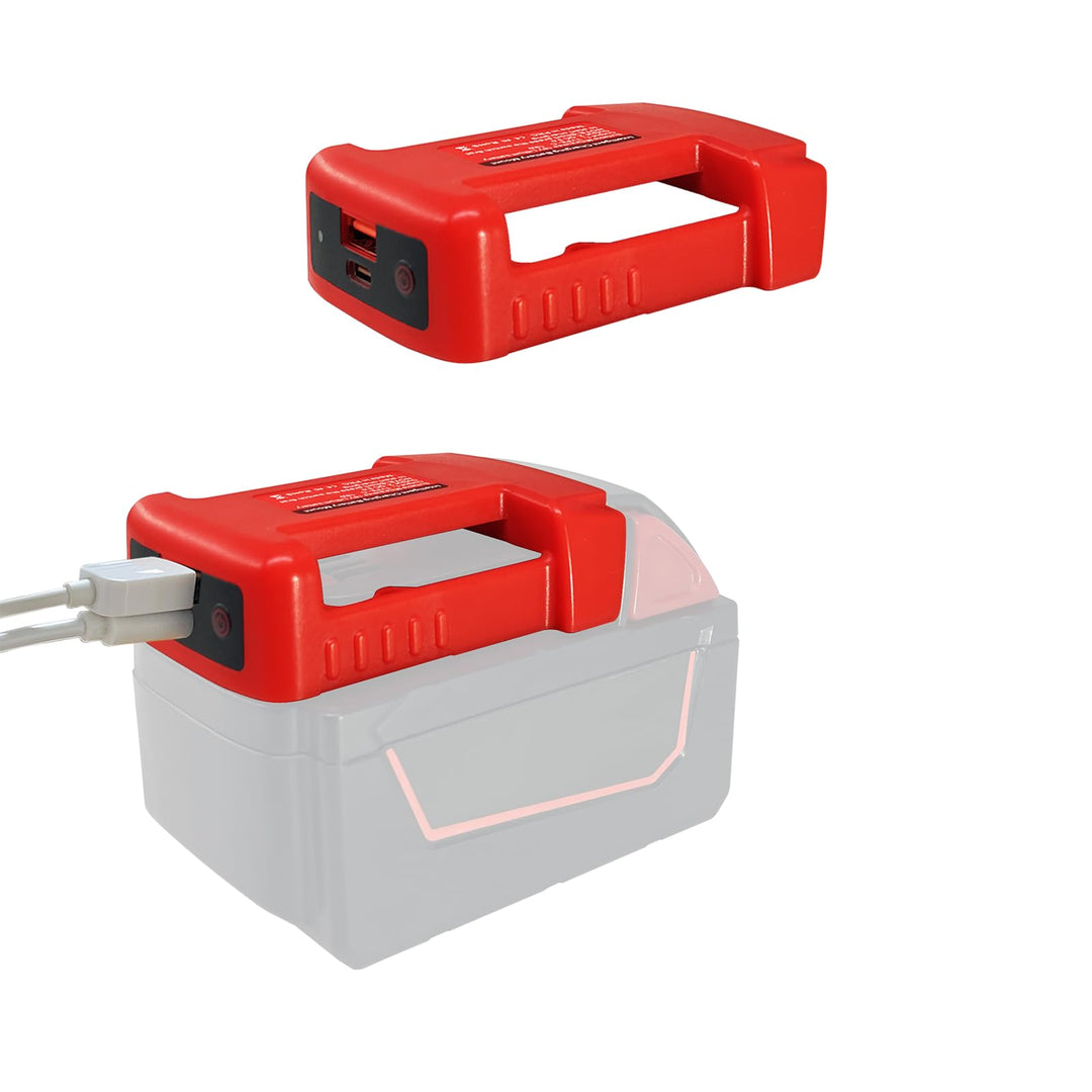 TPDL 2 Pack USB Ladegerät Adapter für Milwaukee M18 18V Akku, mit Typ-C PD 18W Schnellladeanschluss