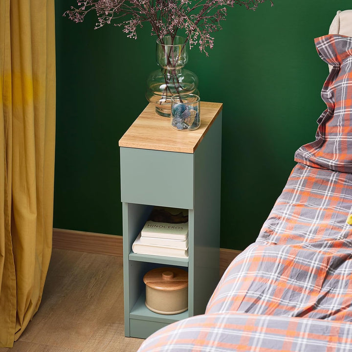 SoBuy Nachttisch mit Schublade für Boxspringbett Sofatisch Beistelltisch schmal Telefontisch Nachtsc
