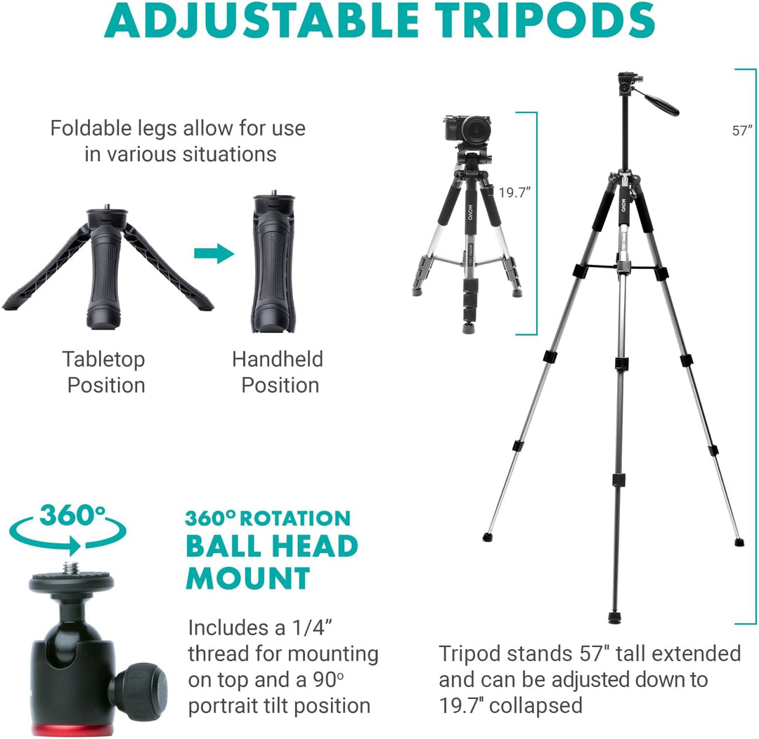 Movo iVlogger-PRO Vlogging-Kit mit Vollständigem Stativ für iPhone/Android – YouTube-Starter-Kit für