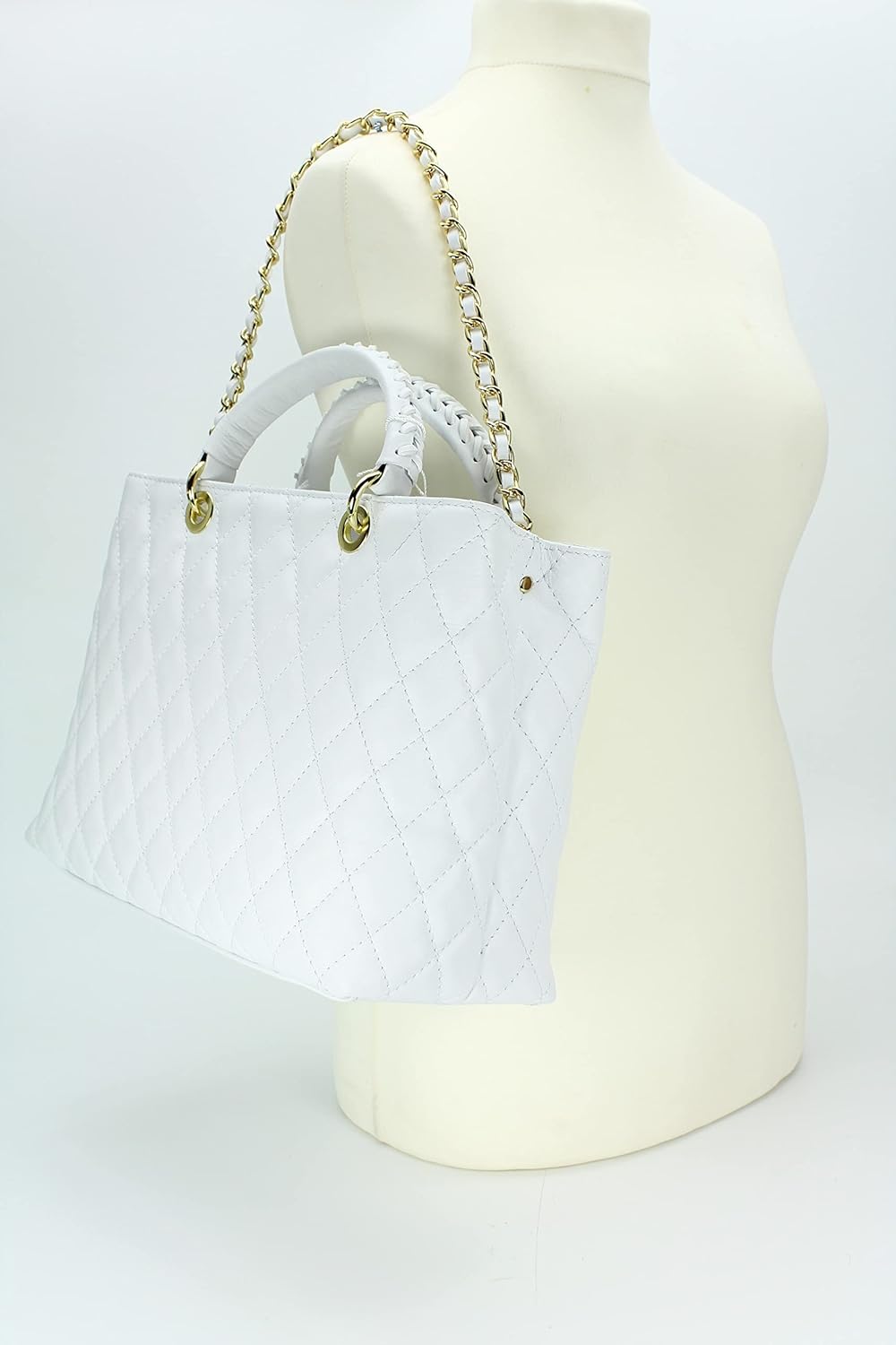 Belli edle italienische Echt Nappa Leder Damentasche Henkeltasche Umhängetasche gesteppt - 34x25x17