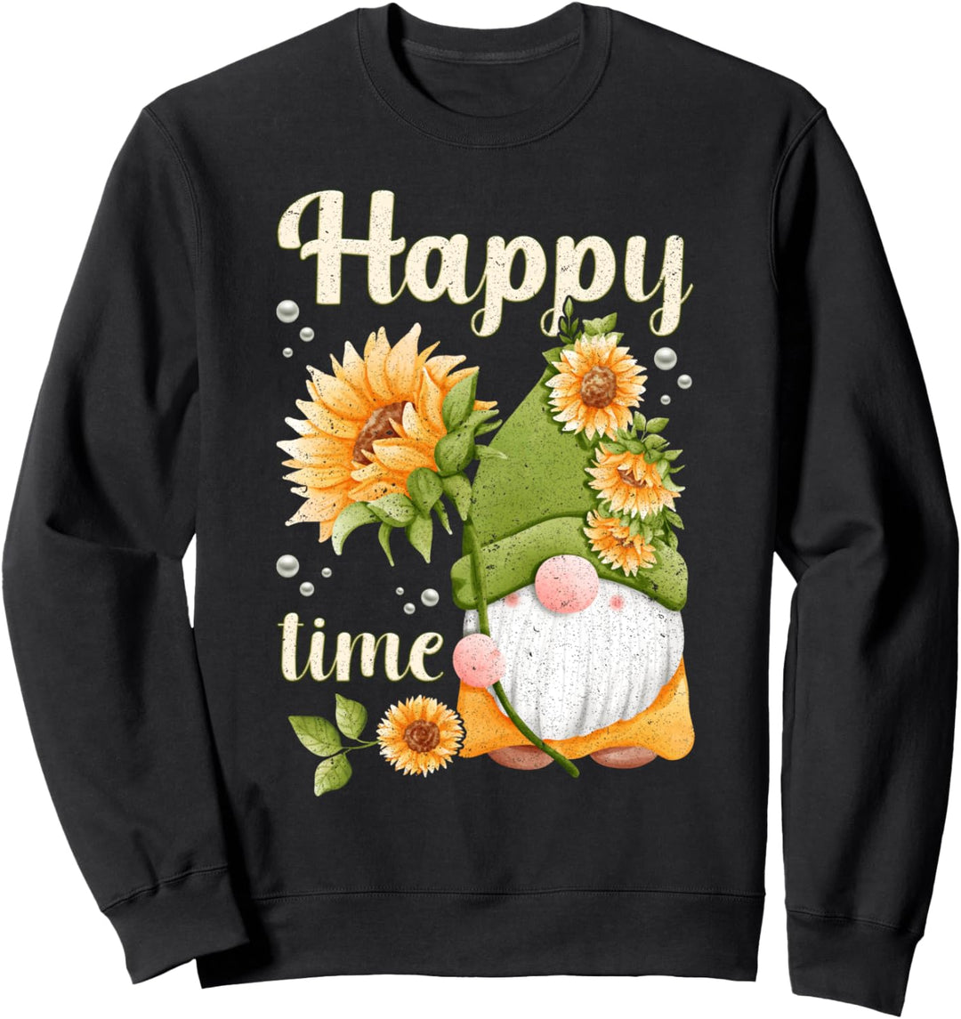 Wichtel mit Sonnenblume, Frühlingsmotiv mit Gartenzwerg Sweatshirt