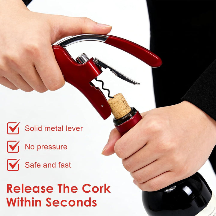 Korkenzieher Wine Opener aus Zinklegierung mit Hebel, Integriertem Folienschneider, perfekt für Bar,
