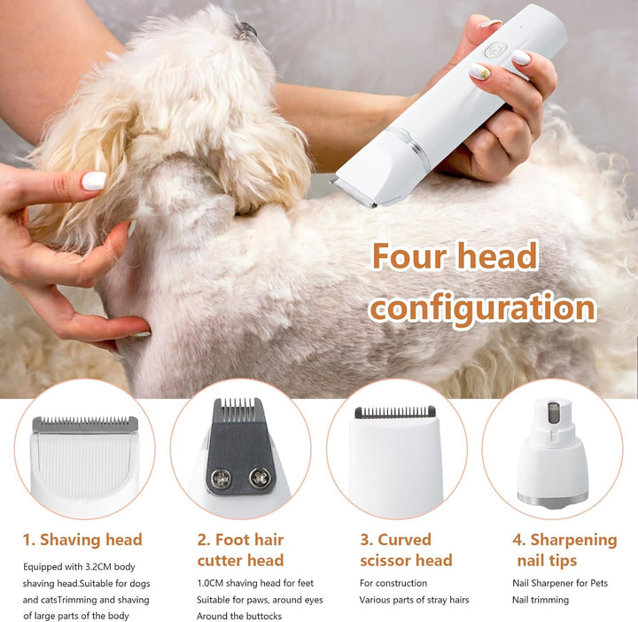 Focenat Schermaschine Set Hunde Katze, 4 in 1 Leise Pfotentrimmer, Elektrische Hundeschermaschine, H
