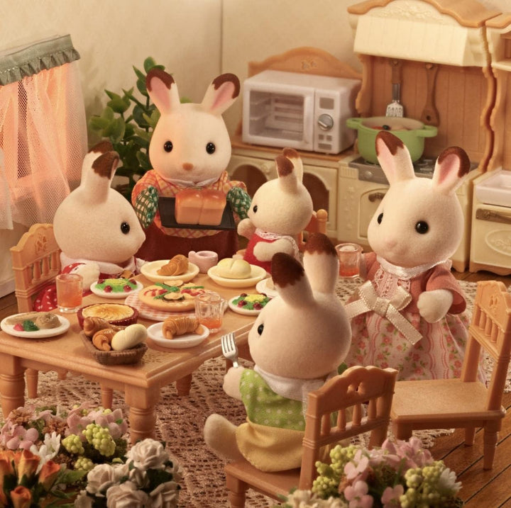 SYLVANIAN FAMILIES 5655 Schokoladenhasen Familie NEU & - 5286 - Badezimmer im Landhausstil, klein Bu