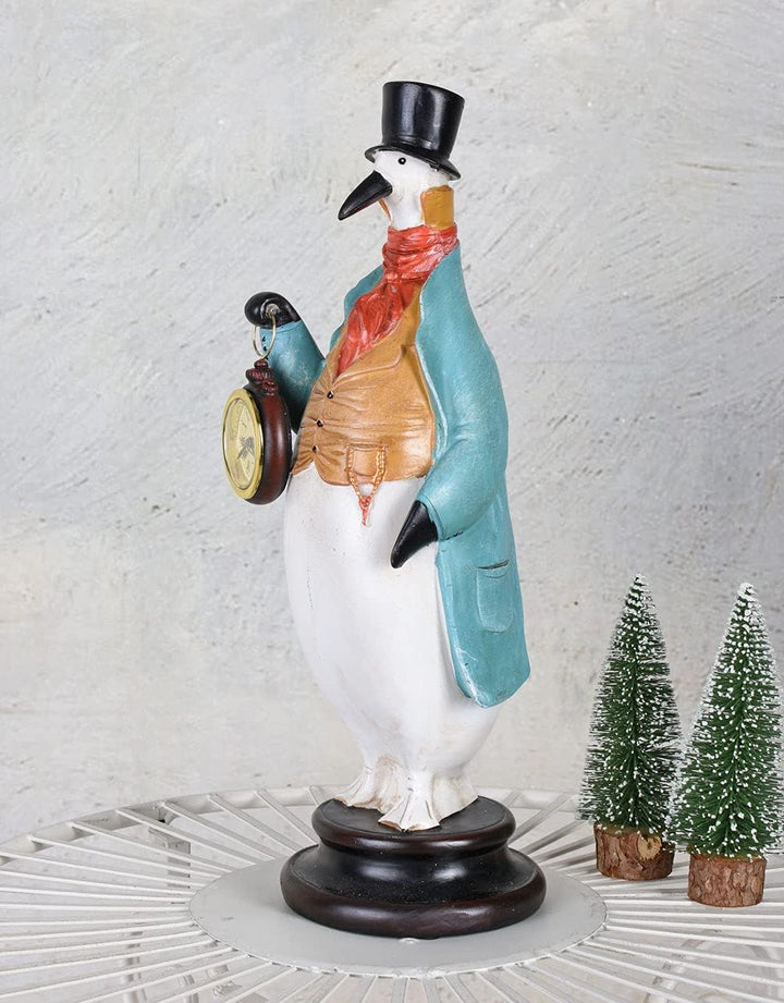 Tischuhr Pinguin Uhrenträger Tierfigur & Taschenuhr Bunt 36cm Vogel TVC078 Palazzo Exklusiv