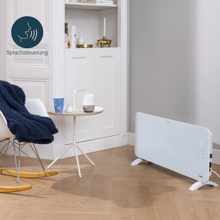 Princess Smarte Konvektorheizung – 1500 W – Steuerbar über kostenlose App – Glaspaneel – wandmontier
