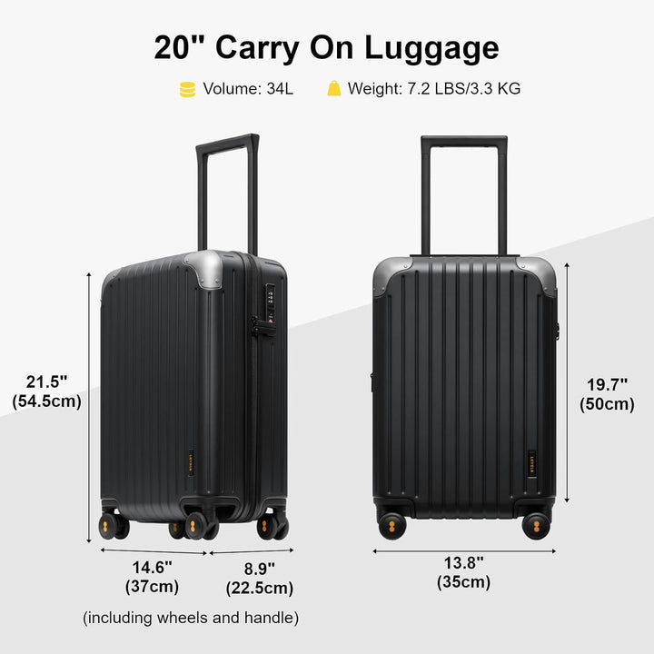 LEVEL8 Handgepäck Koffer Leicht Hartschalenkoffer mit TSA, 55cm, 34L | Carry on Koffer aus 100% Poly