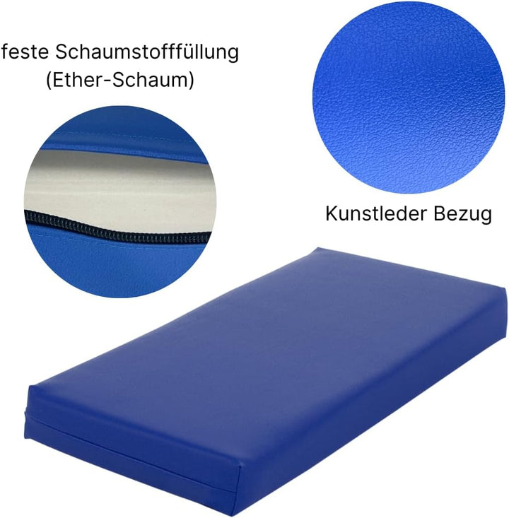 Stufen-Lagerungskissen 50 x 25 x 5cm aus qualitativem Ether-Schaum mit Kunstlederbezug, verstecktem