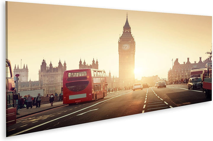 islandburner Bild auf Leinwand London Big Ben Sonnenstrahlen Leichter Nebel Wandbild Poster Kunstdru