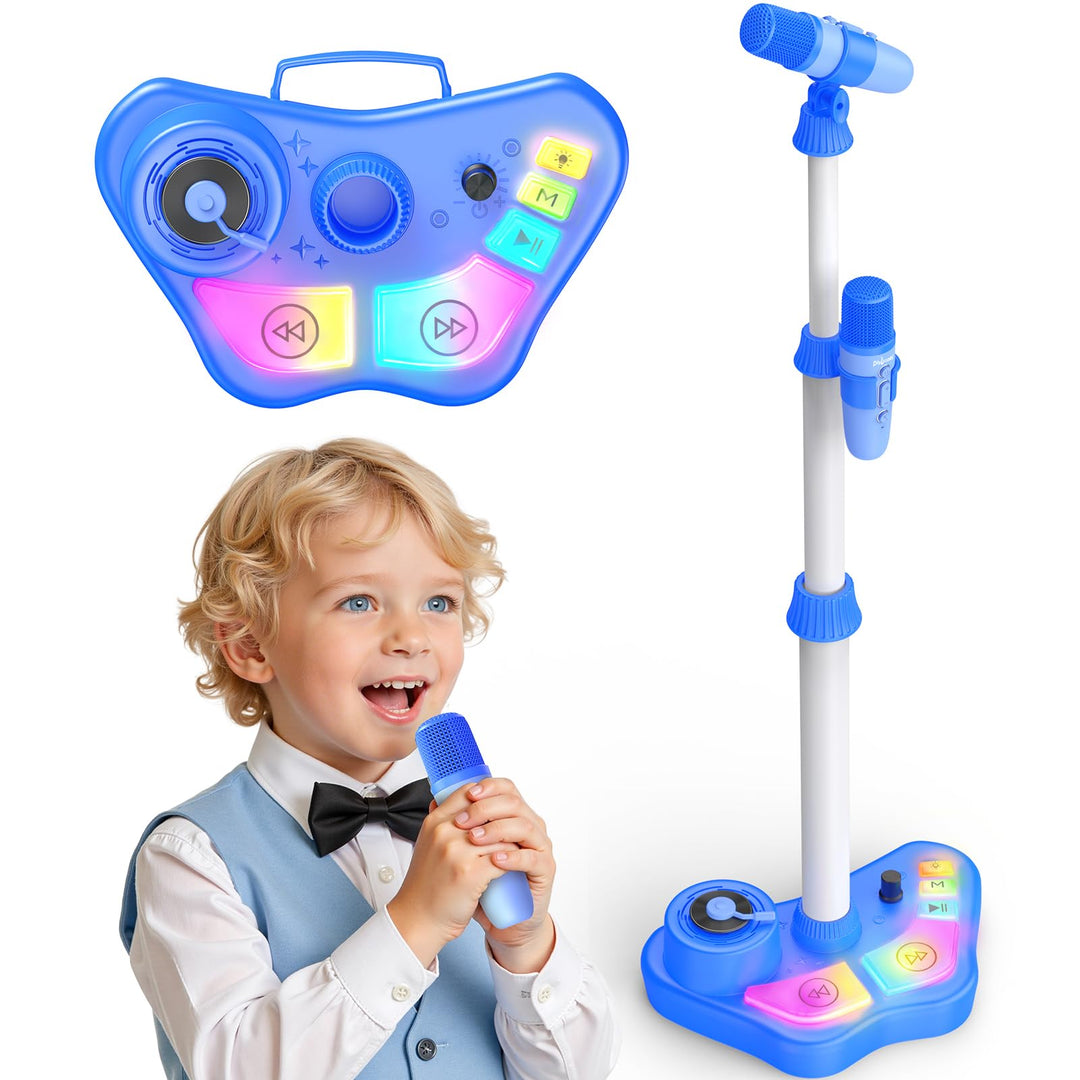 Dislocati Karaoke Maschine Kinder mit 2 Mikrofon und Verstellbarer Mikrofon Ständer, Ostern Geschenk