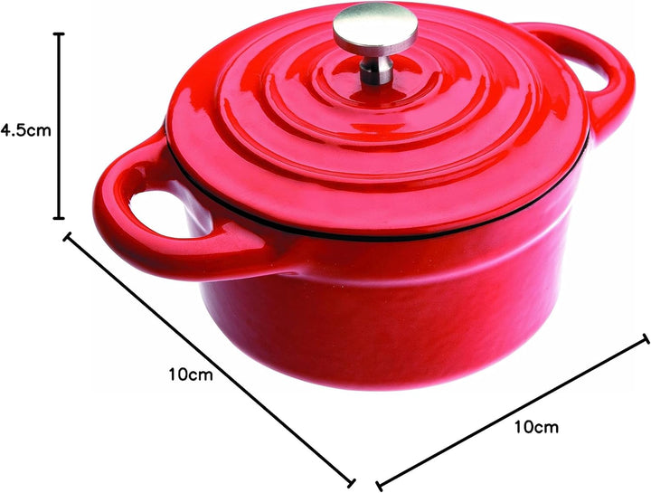 IBILI Mini-Kasserolle rund, Gusseisen, rot, 10 cm Roja 0,3 litros, Roja 0,3 litros