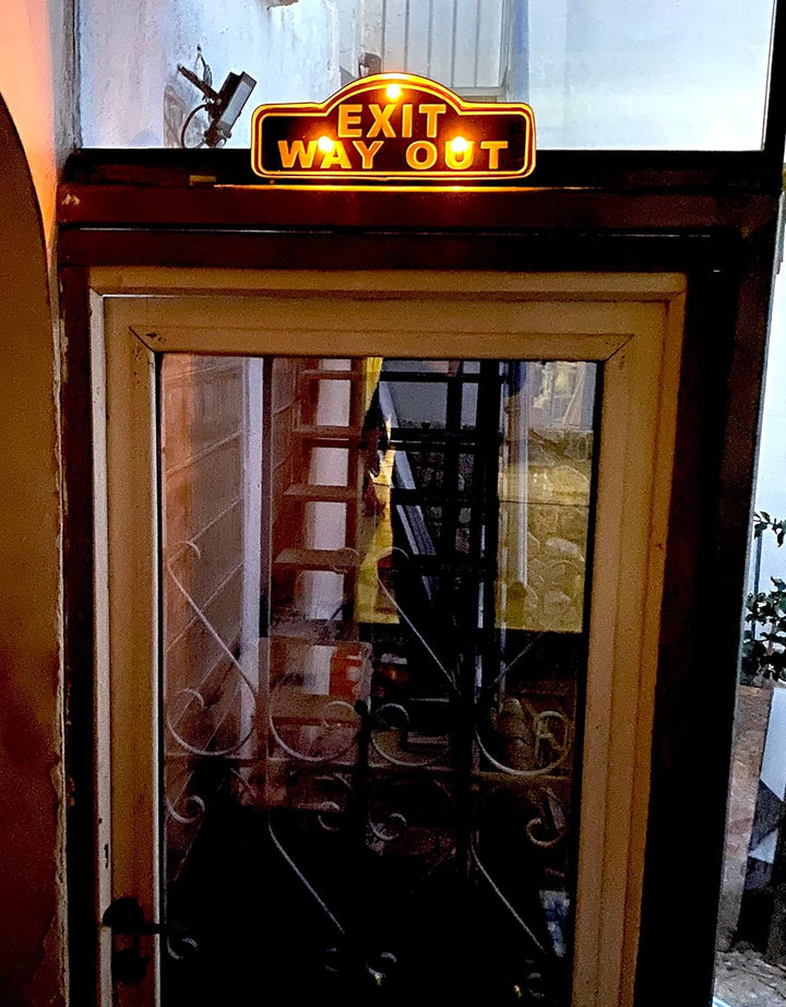 DiiliHiiri Retro-Schild, leuchtend, Ausgang, Vintage-LED, für Wanddekoration, 50er-Jahre, 40 x 14 x