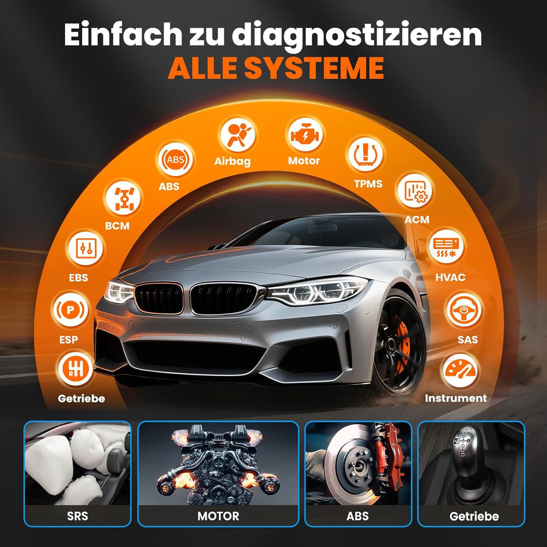 ANCEL FX6100 Bidirektionaler OBD2 Diagnosegerät, Auto Diagnosegerät mit Allen System & 15+ Resets, D
