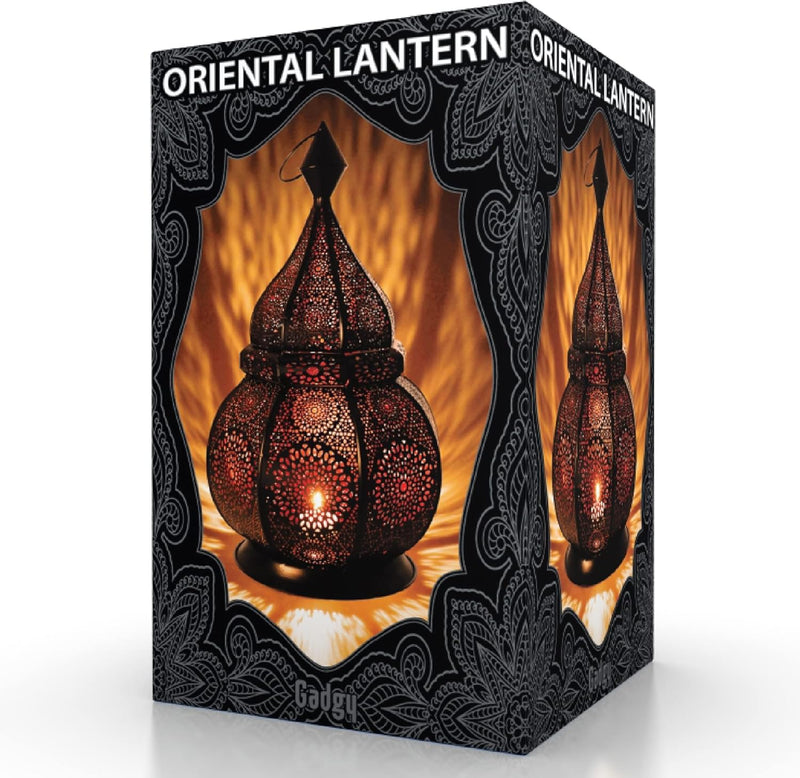 Gadgy Orientalische Lampe Metall | Marokkanisches Windlicht mit Schatteneffekt | Orientalische Deko