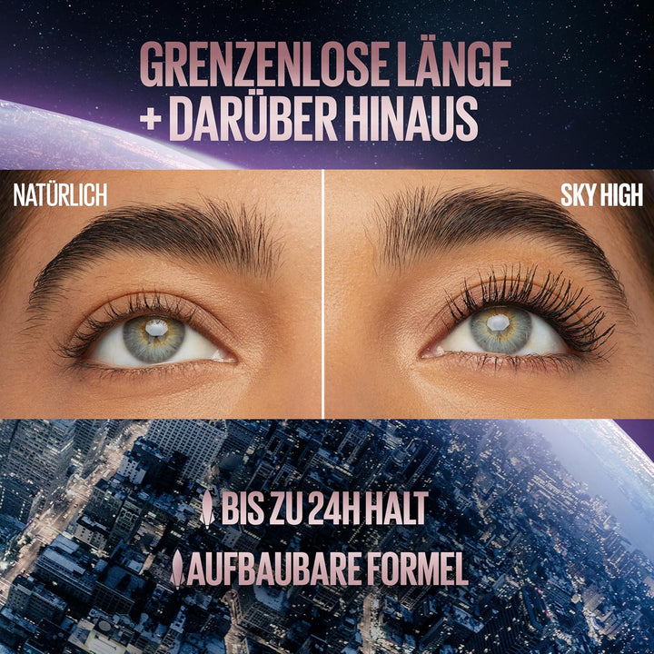 Maybelline New York Schwarze Wimperntusche für extrem lange Wimpern, Lash Sensational Sky High Masca