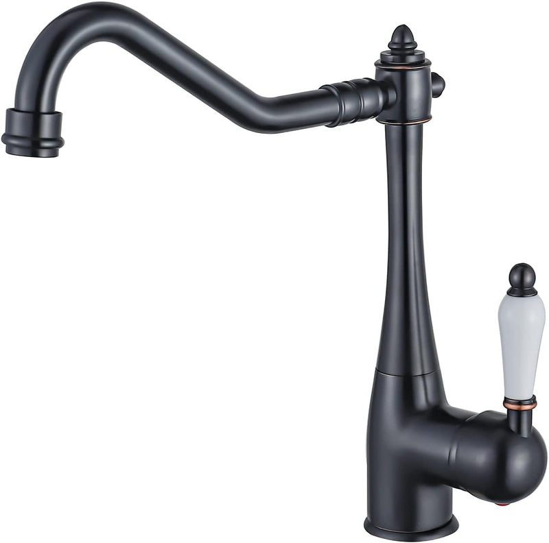 BOAOTX Küchenarmatur Schwarz Retro, Wasserhahn Küche Landhaus, 360° Drehbar Spültischarmatur Antik,