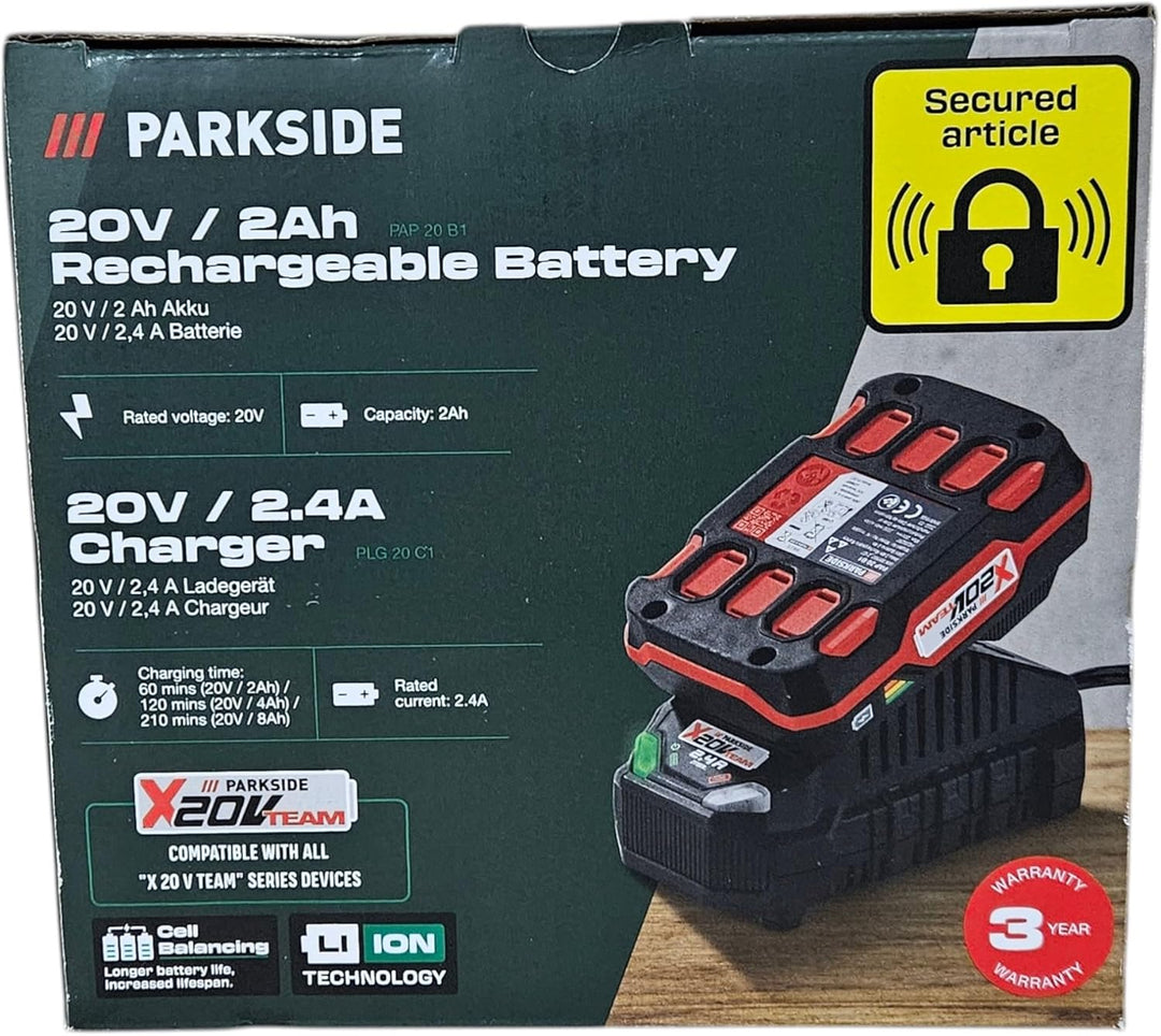 park side Parkside Akku X20V Team 2Ah und Ladegerät mit Active Cell Balancing
