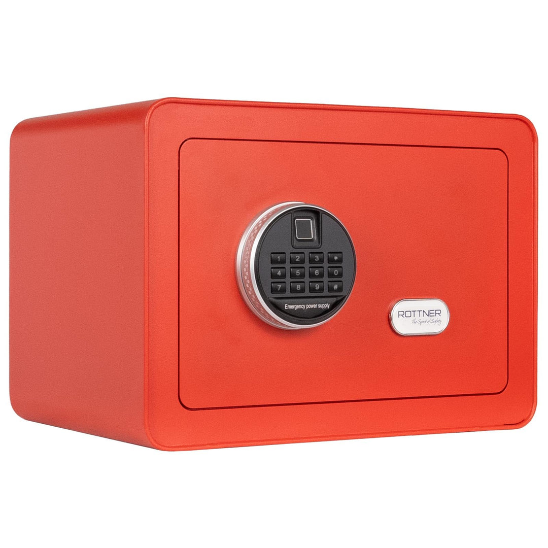 Rottner Möbeltresor Vintage-Red Stahl Elektronikschloss Fingerprint mechanische Notöffnung Innenbele