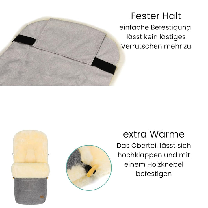Fillikid Winterfusssack Bernia Lammfell Exklusiv Kinderwagen, Buggy | Winterfusssack wind- & wassera