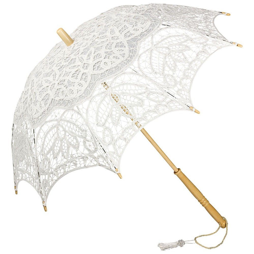 VON LILIENFELD Hochzeitsschirm Brautschirm Vivienne Spitze Deko Sonnenschirm weiss, weiss