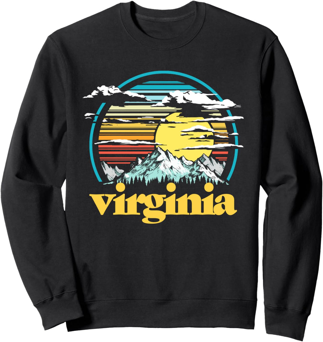 Retro Virginia Vintage 80s Style Mountains & Sun Sweatshirt