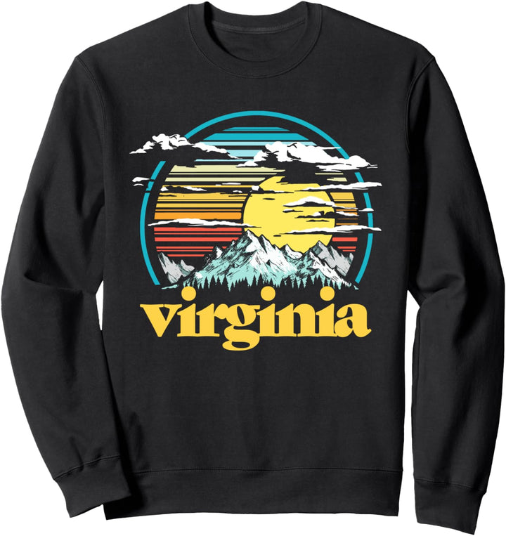 Retro Virginia Vintage 80s Style Mountains & Sun Sweatshirt
