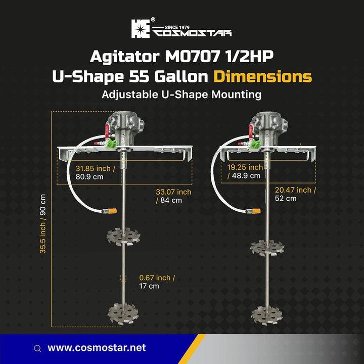 COSMOSTAR M0707 200/208 Liter Fass Einstellbarer U-förmiger pneumatischer Rührwerk