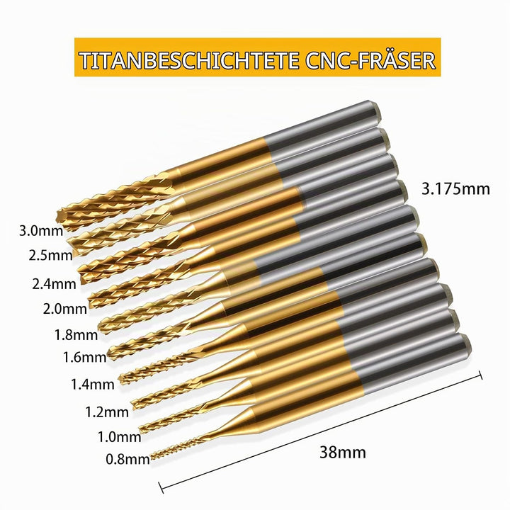 10 Stücke Hartmetall Schaftfräser, 1/8 Schaft Titan Coat CNC Fräser Stückchen Fräser Schnitzsatz, St