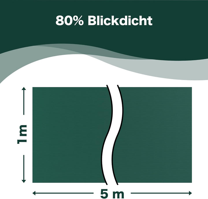 AGROFLOR Zaun und Balkon Sichtschutz, Sichtschutzstreifen, Schattiermatte, Windschutz, 1 x 5 m, inkl
