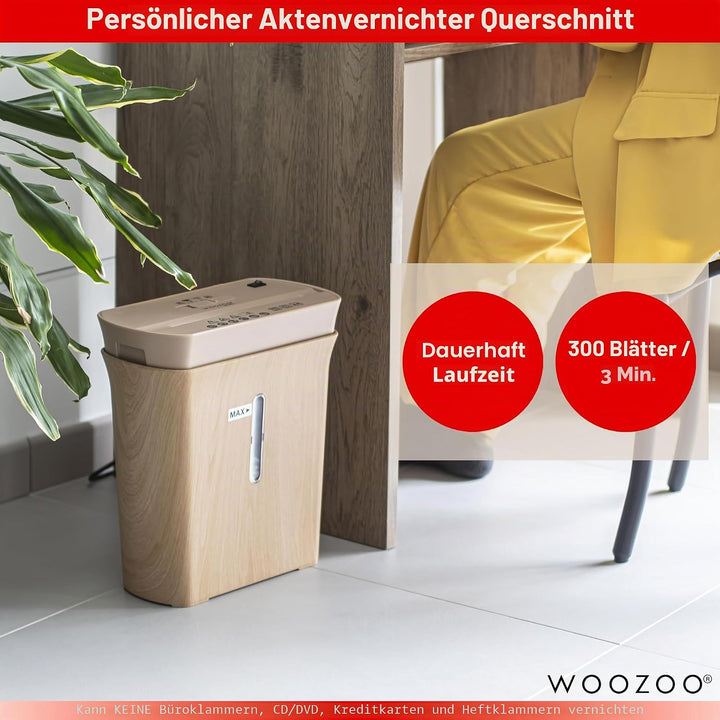 Woozoo by Ohyama, Aktenvernichter, 8 Blatt, Cross-Cut-Technologie, 8.9-Liter-Behälter, Für die Telea