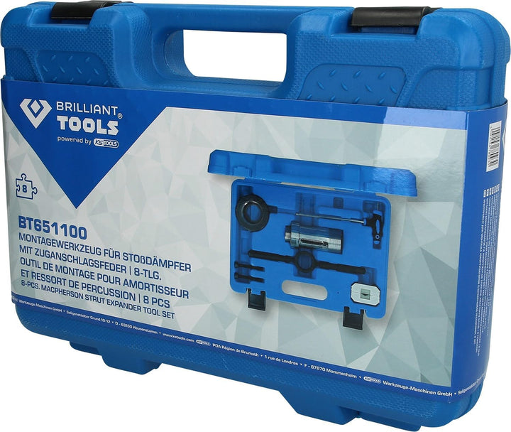 Brilliant Tools BT651100 Montagewerkzeug für Stossdämpfer mit Zuganschlagsfeder, 8-tlg