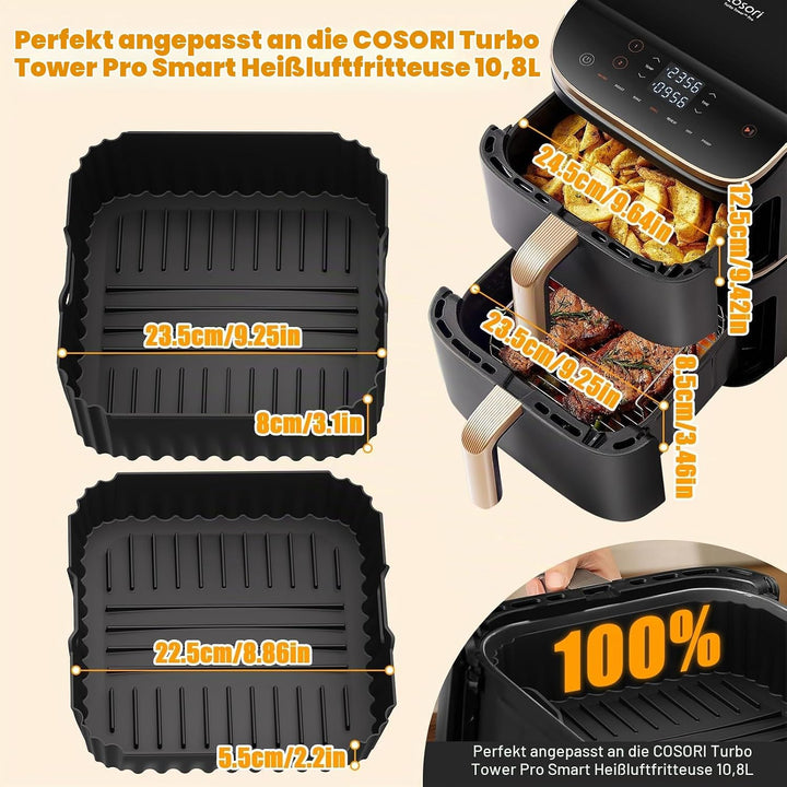 Heissluftfritteuse Zubehör für COSORI Turbo Tower Pro Smart 2 kammern 10,8L(6,5L/4,3L) Double Stack,