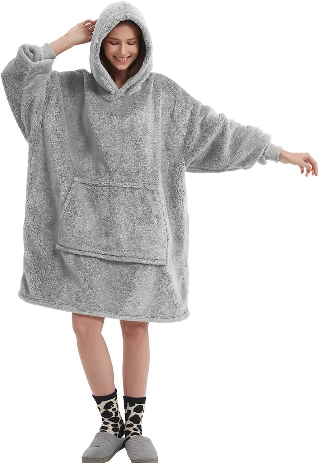 FELOVE Hoodie Decke Ärmeln Kuschelpullover Mit einer grossen Tasche,Tragbare Decke Ultra Soft Bequem
