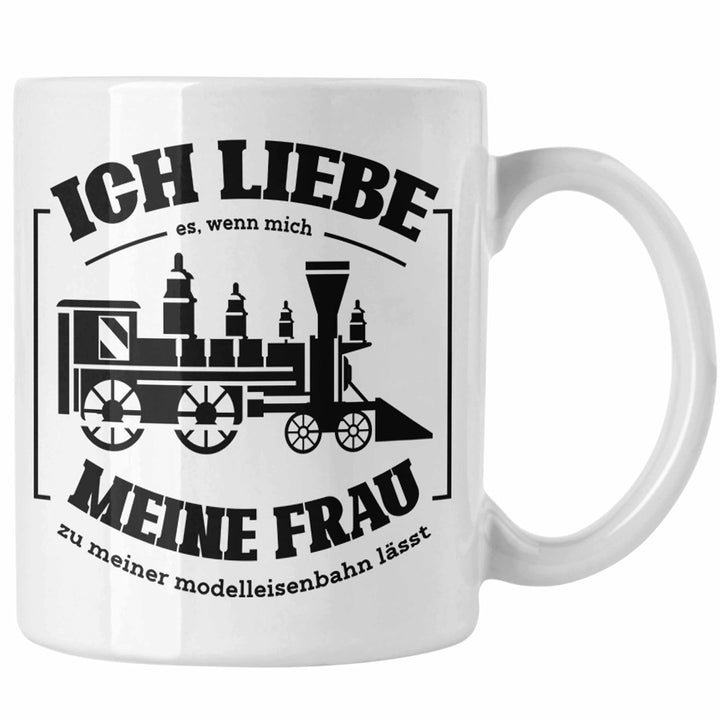 Trendation - Lustige Modelleisenbahn Tasse Geschenk für Eisenbahner (Weiss), Weiss