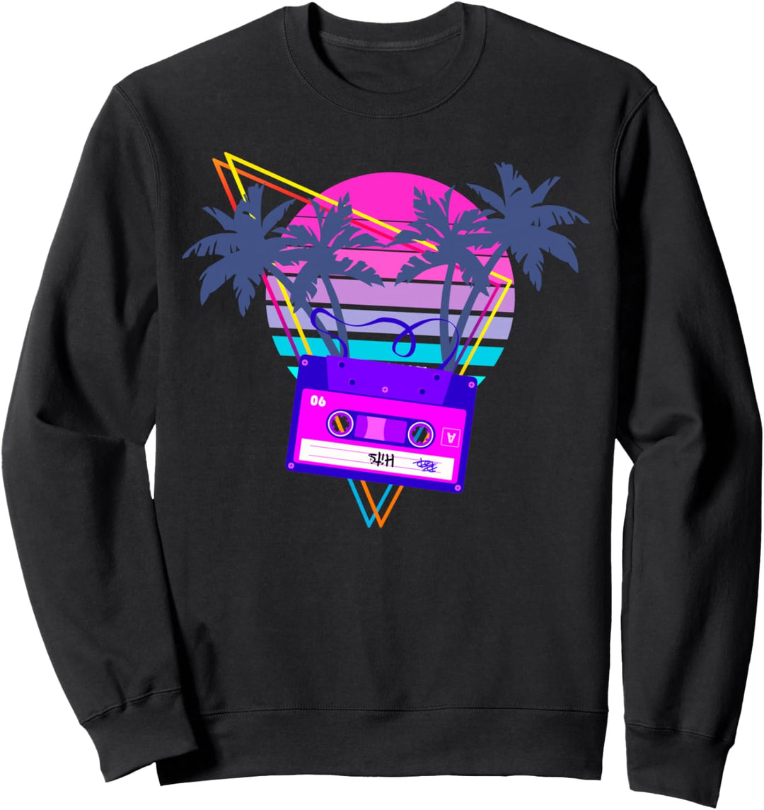 90s Vaporwave Sunset Kassettenband im Outrun Synthwave Stil Sweatshirt