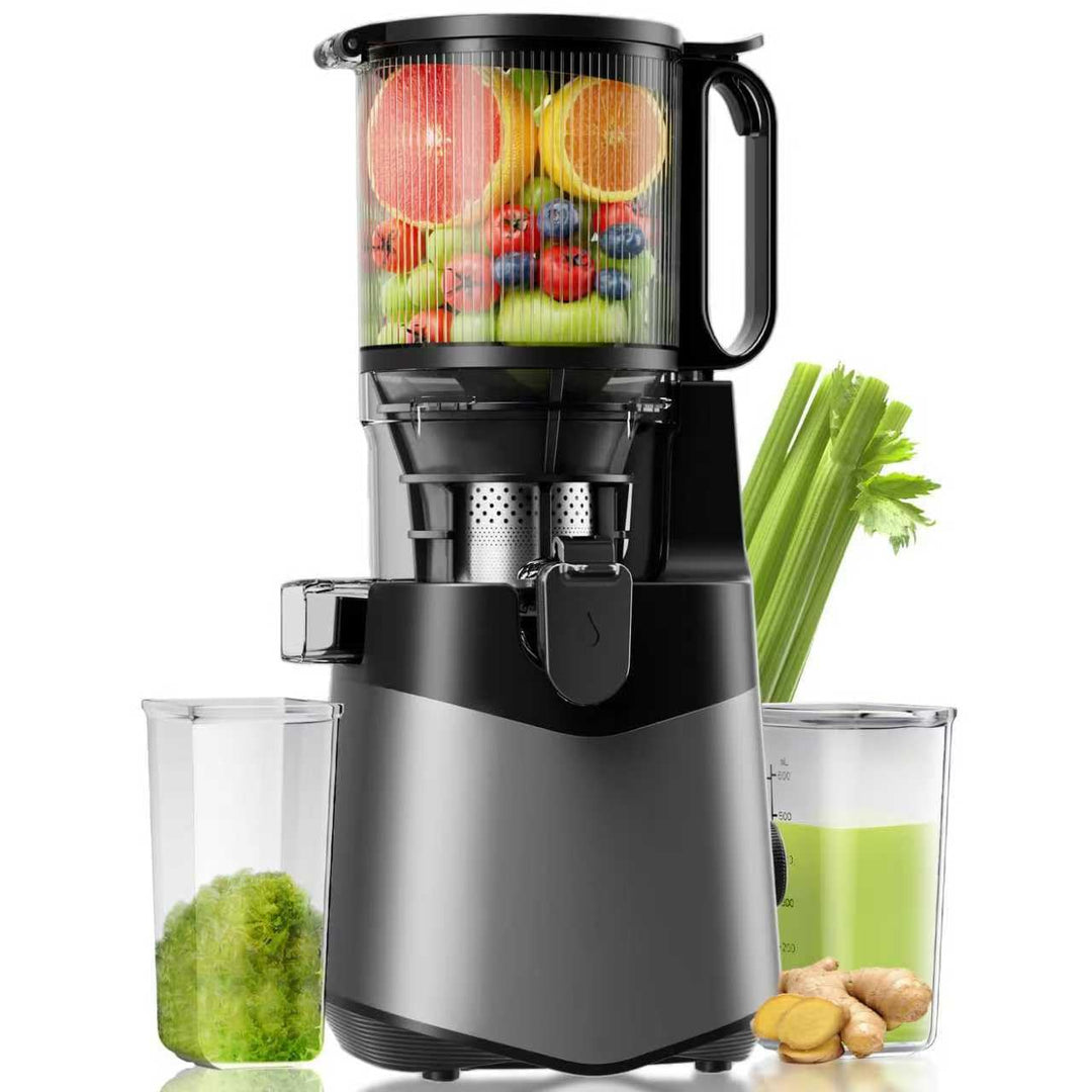Canoly Entsafter, 400W Slow Juicer, Saftpresse mit 140mm Grosser Fütterungsrutsche für Ganze Gemüse