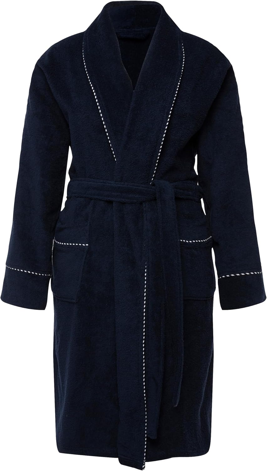 Ulla Popken Damen Bathrobe, Woven Terry Bademantel 50-52 nachtblau, 50-52 nachtblau