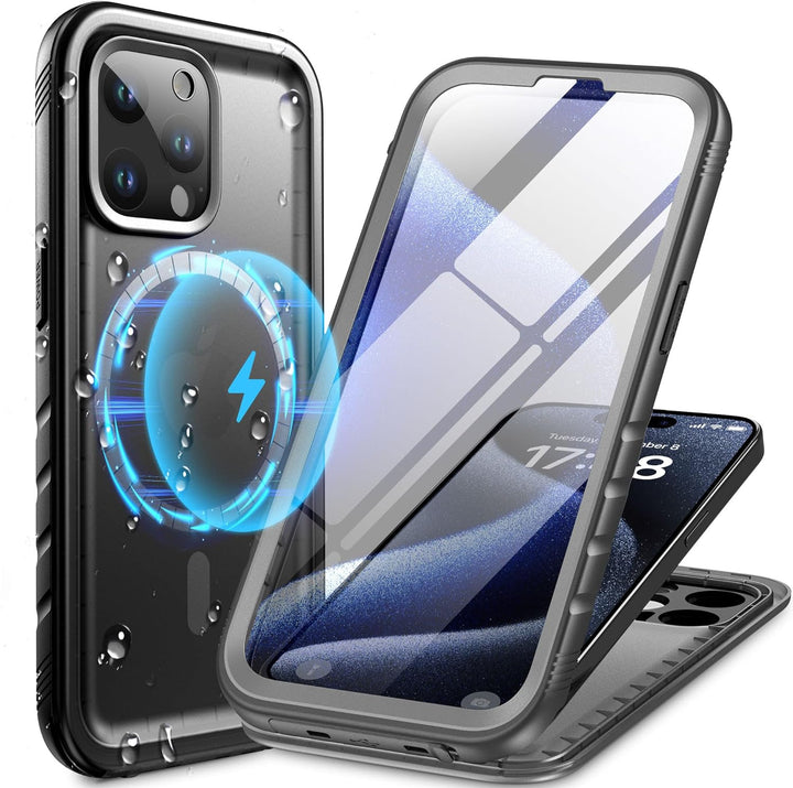 Cozycase Magnetisch Hülle für iPhone 15 Pro wasserdichte 360 Grad Panzerhülle Outdoor [Kompatibel mi